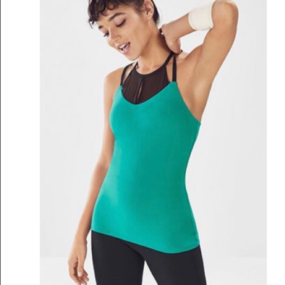 Fabletics teal athletic top, built in bra. Sz XL